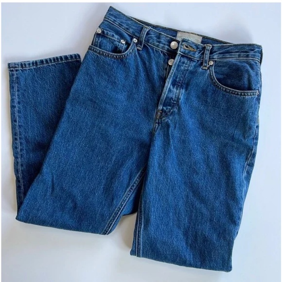 Everlane button fly 90’s cheeky blue jean crop denim organic cotton - Picture 3 of 13